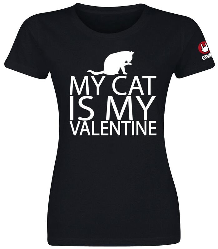 T-Shirt Manches courtes Fun de Tierisch - My Cat Is My Valentine - S à 3XL - pour Femme - noir - Tierisch