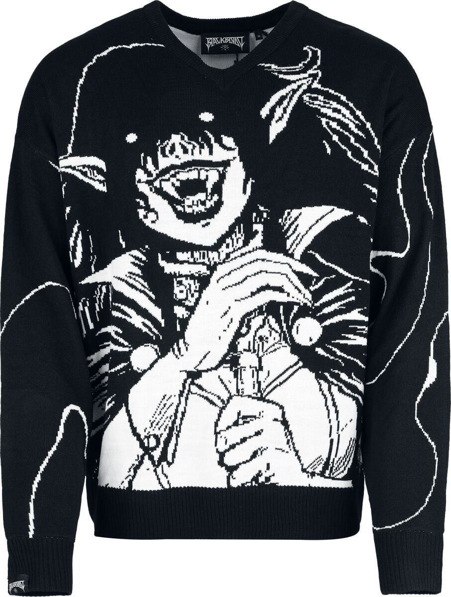 Pull tricoté Gothic de Black Blood by Gothicana - Bloodsworn to Tepes - S à XXL - pour Homme - noir/blanc - Black Blood by Gothicana