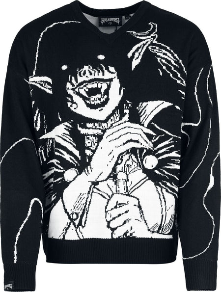 Pull tricoté Gothic de Black Blood by Gothicana - Bloodsworn to Tepes - S à XXL - pour Homme - noir/blanc - Black Blood by Gothicana