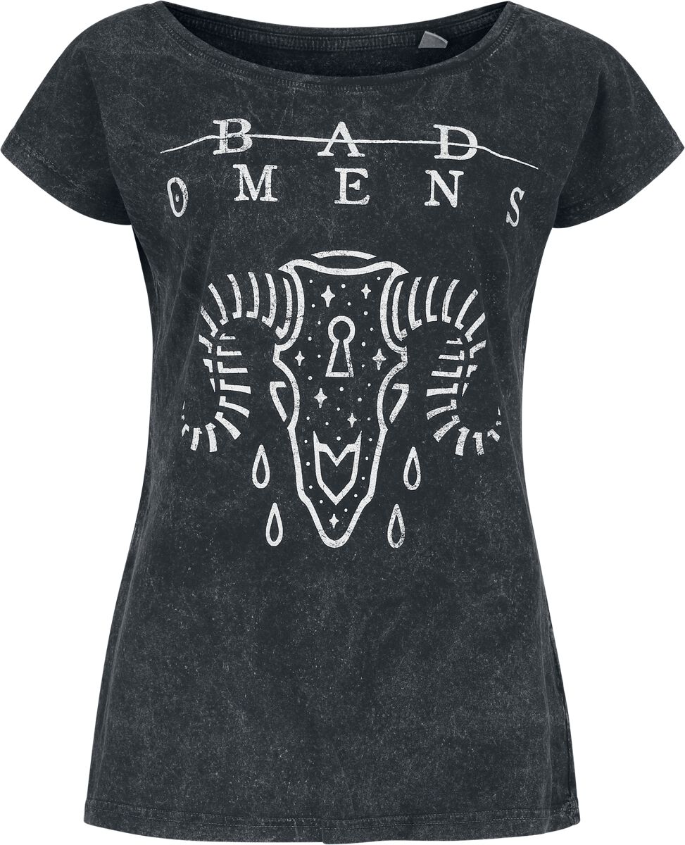 T-Shirt Manches courtes  de Bad Omens - Ram Skull - S à 4XL - pour Femme - noir - Bad Omens
