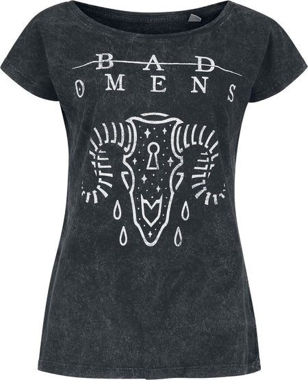 T-Shirt Manches courtes  de Bad Omens - Ram Skull - S à 4XL - pour Femme - noir - Bad Omens