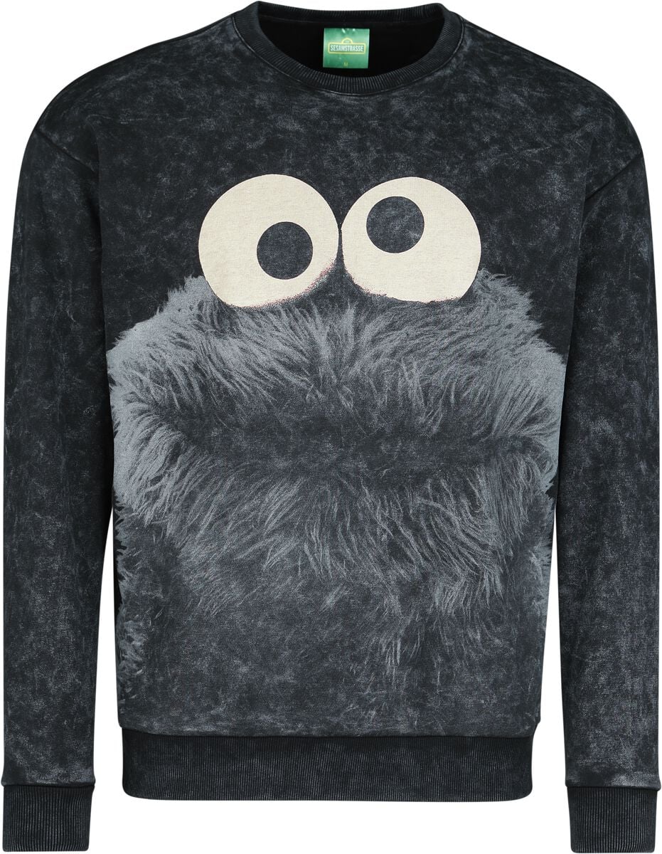 Sweat-shirt  de Sesame Street - Krümelmonster - Oversized - S à XXL - pour Homme - noir - Sesame Street