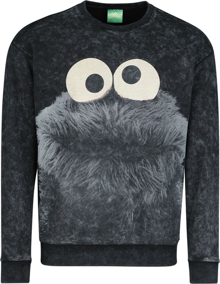 Sweat-shirt  de Sesame Street - Krümelmonster - Oversized - S à XXL - pour Homme - noir - Sesame Street