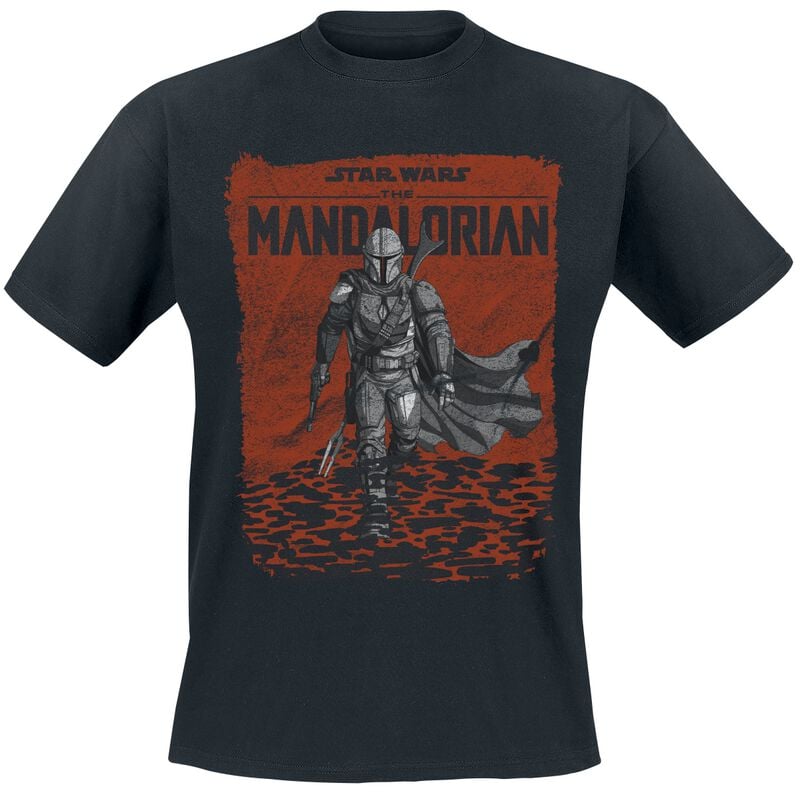 T-Shirt Manches courtes Disney de Star Wars - The Mandalorian - Mando Walk - M à XXL - pour Homme - noir - Star Wars