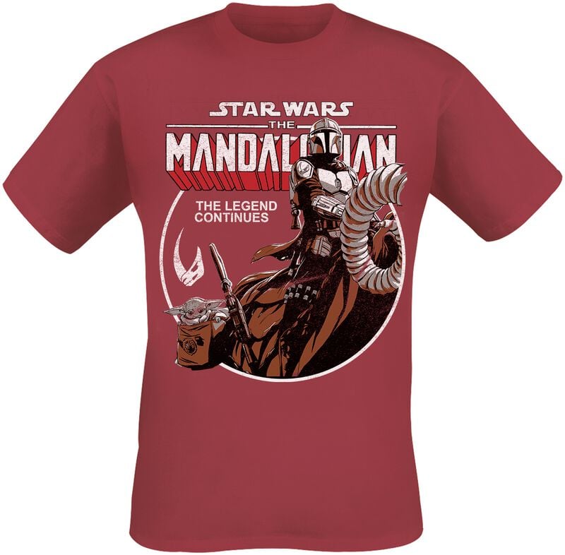 T-Shirt Manches courtes Disney de Star Wars - The Mandalorian - Circle - M à XXL - pour Homme - rouge - Star Wars