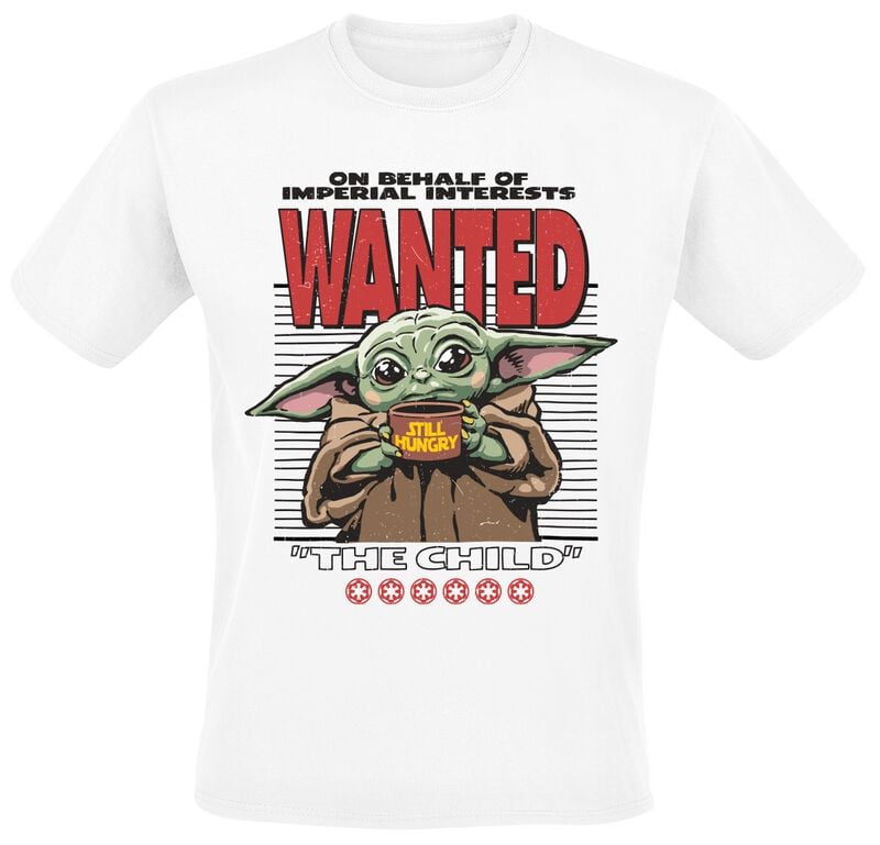 T-Shirt Manches courtes Disney de Star Wars - The Mandalorian - Grogu - Wanted On Behalf Of Imperial Interests - M à XXL - pour Homme - blanc - Star Wars