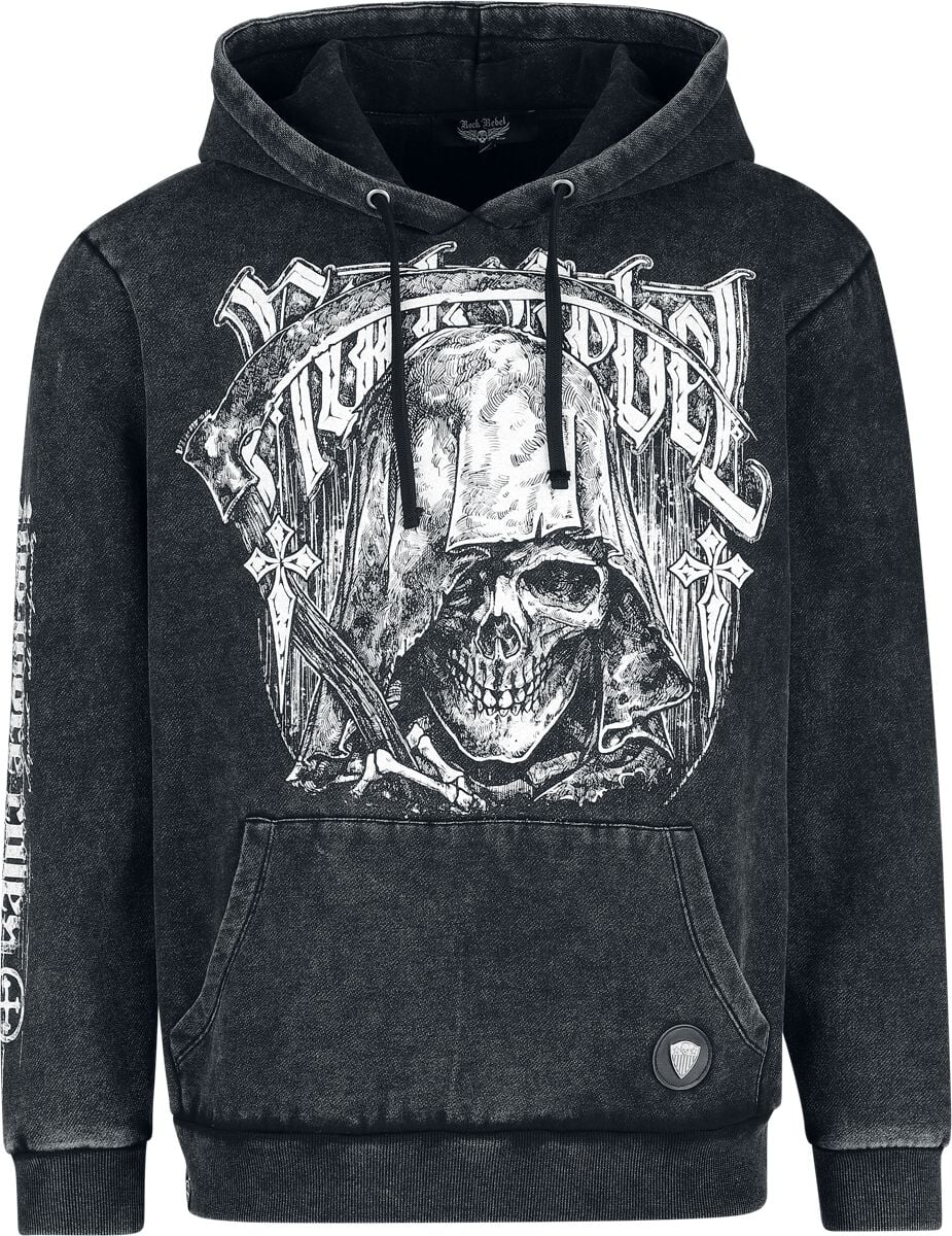 Sweat-shirt à capuche  de Rock Rebel by EMP - Rebels & Reapers Metal Pin - S à XXL - pour Homme - gris - Rock Rebel by EMP