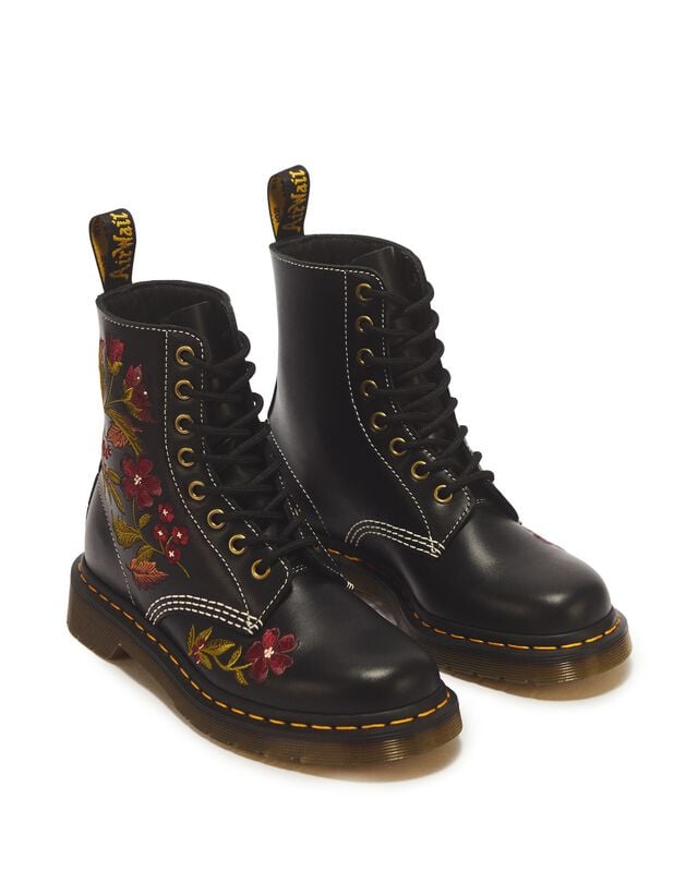 Bottes  de Dr. Martens - 1460 Pascal White Black Floral Mash Up Backhand - EU36 à EU39 - pour Femme - noir - Dr. Martens