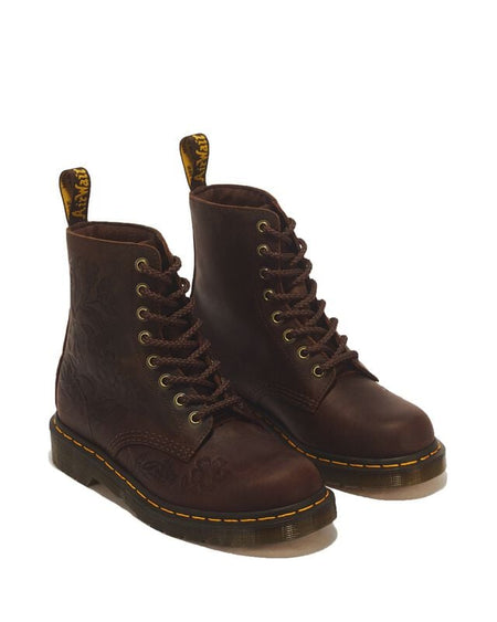 Bottes  de Dr. Martens - 1460 Pascal Emboss Floral - EU36 - pour Femme - marron - Dr. Martens