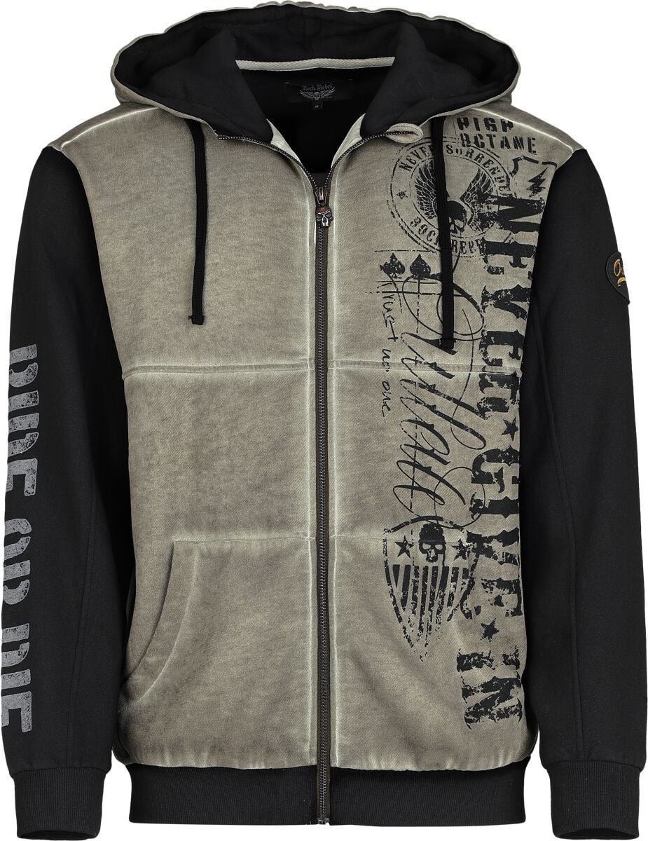 Sweat-shirt zippé à capuche  de Rock Rebel by EMP - Free Spirit Metal Pin - S à XXL - pour Homme - noir - Rock Rebel by EMP