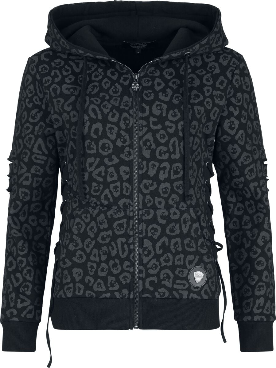 Sweat-shirt zippé à capuche  de Rock Rebel by EMP - Rebels & Reapers Metal Pin - S à XXL - pour Femme - noir - Rock Rebel by EMP