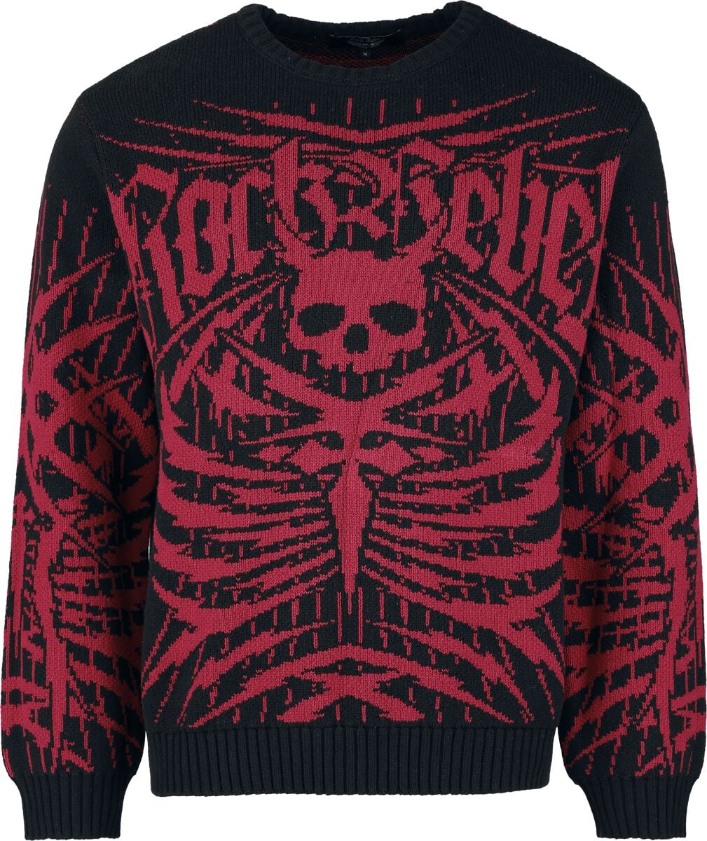 Pull tricoté  de Rock Rebel by EMP - Rebels & Reapers - S à XXL - pour Homme - noir/rouge - Rock Rebel by EMP