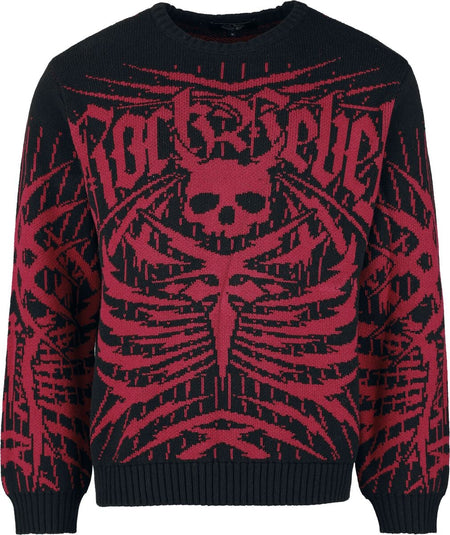 Pull tricoté  de Rock Rebel by EMP - Rebels & Reapers - S à XXL - pour Homme - noir/rouge - Rock Rebel by EMP