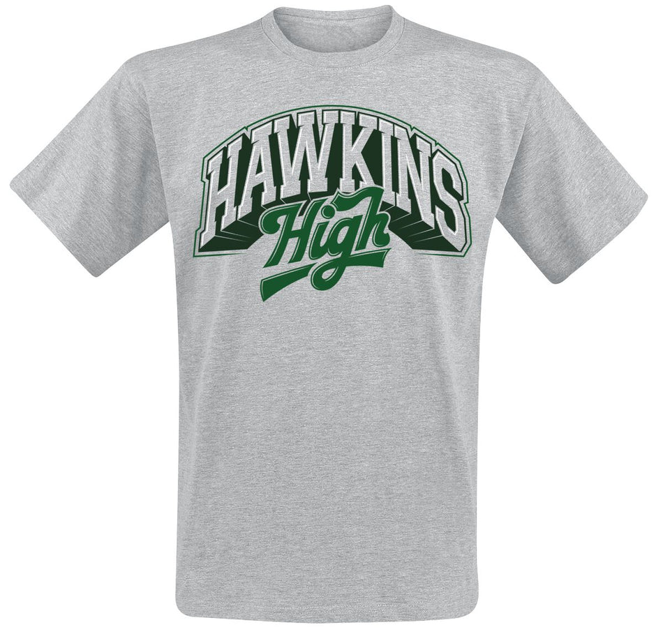 T-Shirt Manches courtes  de Stranger Things - Saison 5 - Hawkins High - S à 4XL - pour Homme - gris - Stranger Things