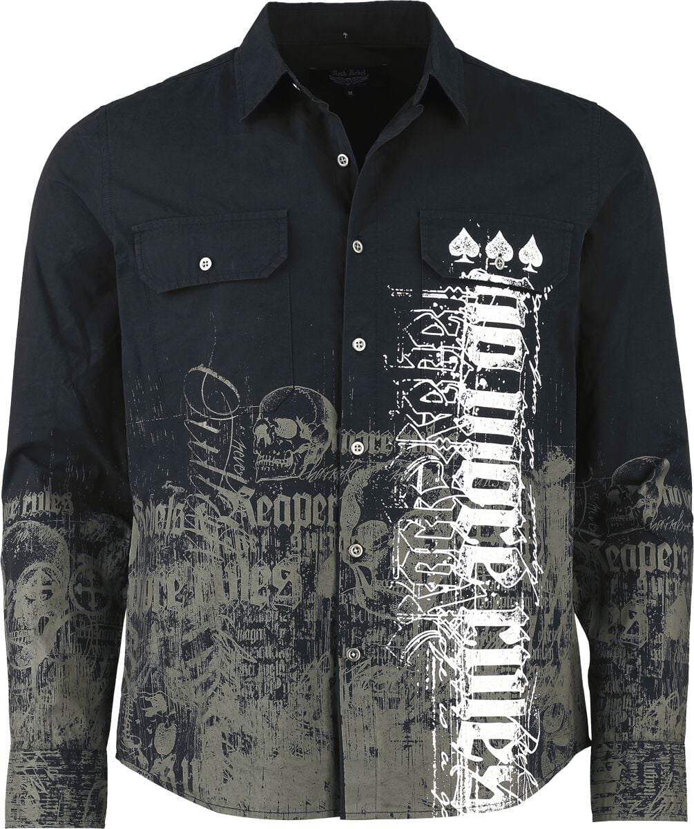 Chemise manches longues  de Rock Rebel by EMP - Rebels & Reapers - S à XXL - pour Homme - noir - Rock Rebel by EMP