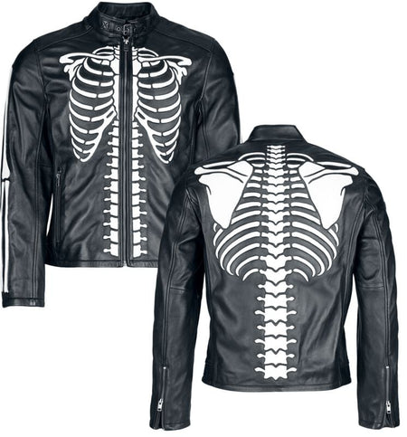 Veste en cuir  de Black Premium by EMP - Crâne & Os - S à XXL - pour Homme - noir - Black Premium by EMP