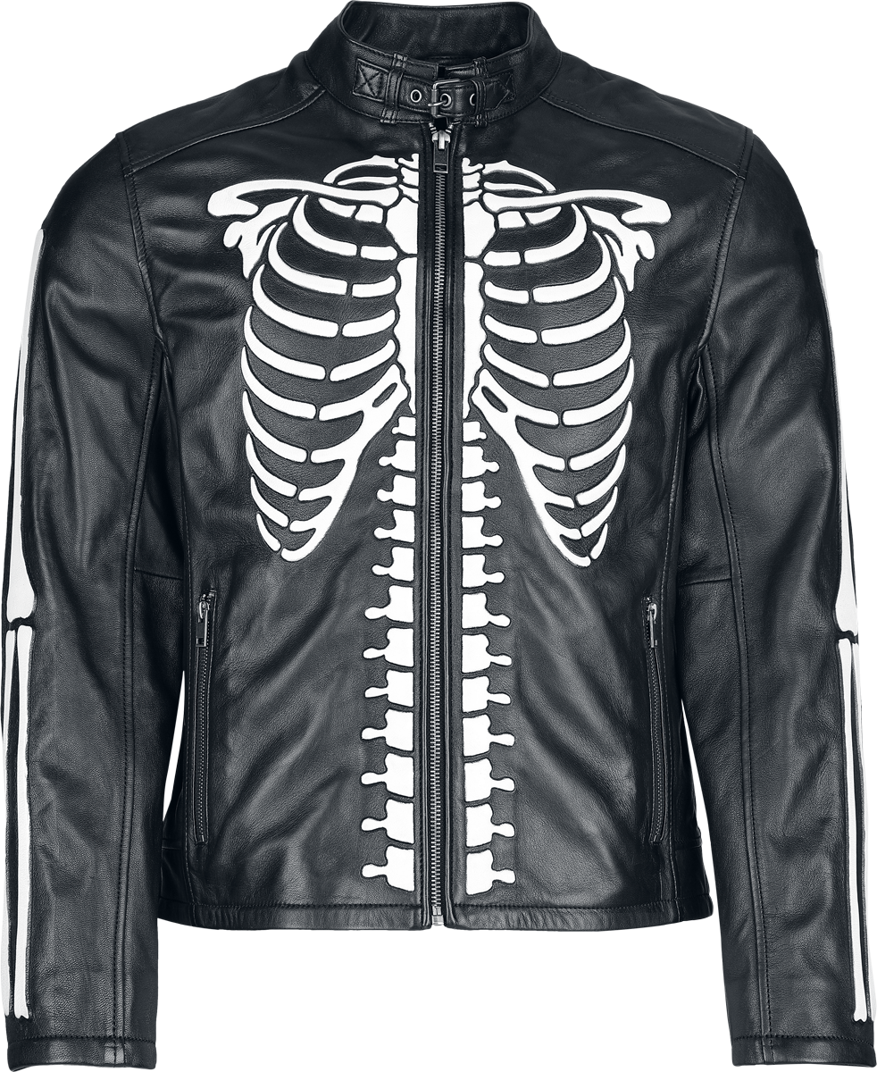 Veste en cuir  de Black Premium by EMP - Crâne & Os - S à XXL - pour Homme - noir - Black Premium by EMP - View 2