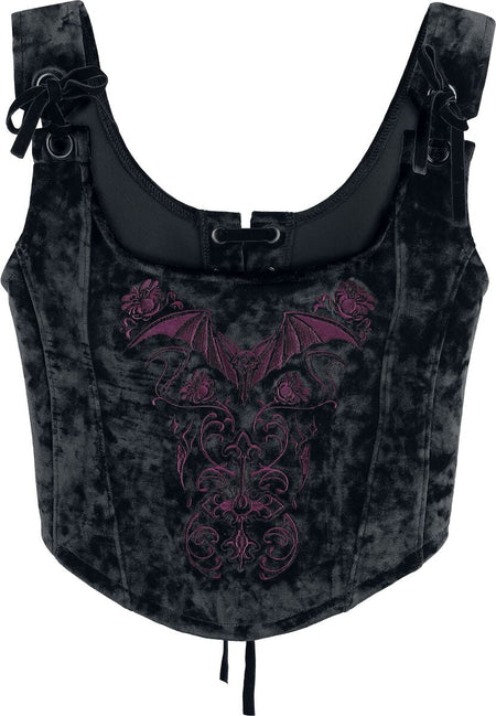 Top Gothic de Gothicana by EMP - Countess Bathory Miedertop mit Schnürung - S à XXL - pour Femme - noir - Gothicana by EMP