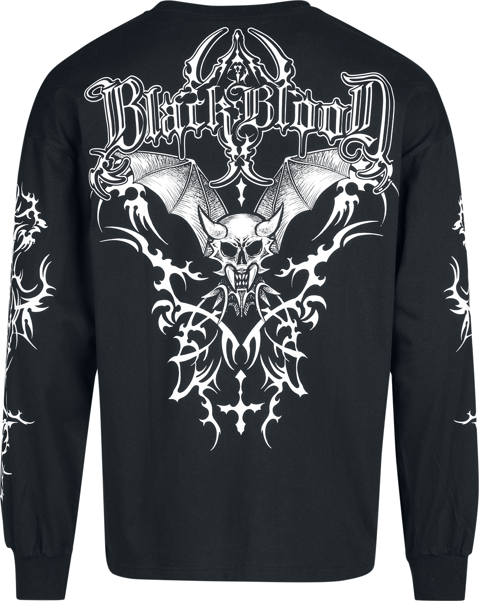 T-shirt manches longues Gothic de Black Blood by Gothicana - Bloodsworn to Tepes - S à XXL - pour Homme - noir - Black Blood by Gothicana - View 2