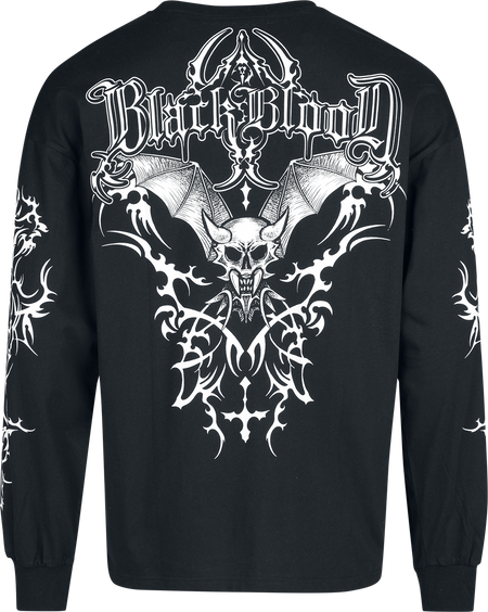 T-shirt manches longues Gothic de Black Blood by Gothicana - Bloodsworn to Tepes - S à XXL - pour Homme - noir - Black Blood by Gothicana - View 2