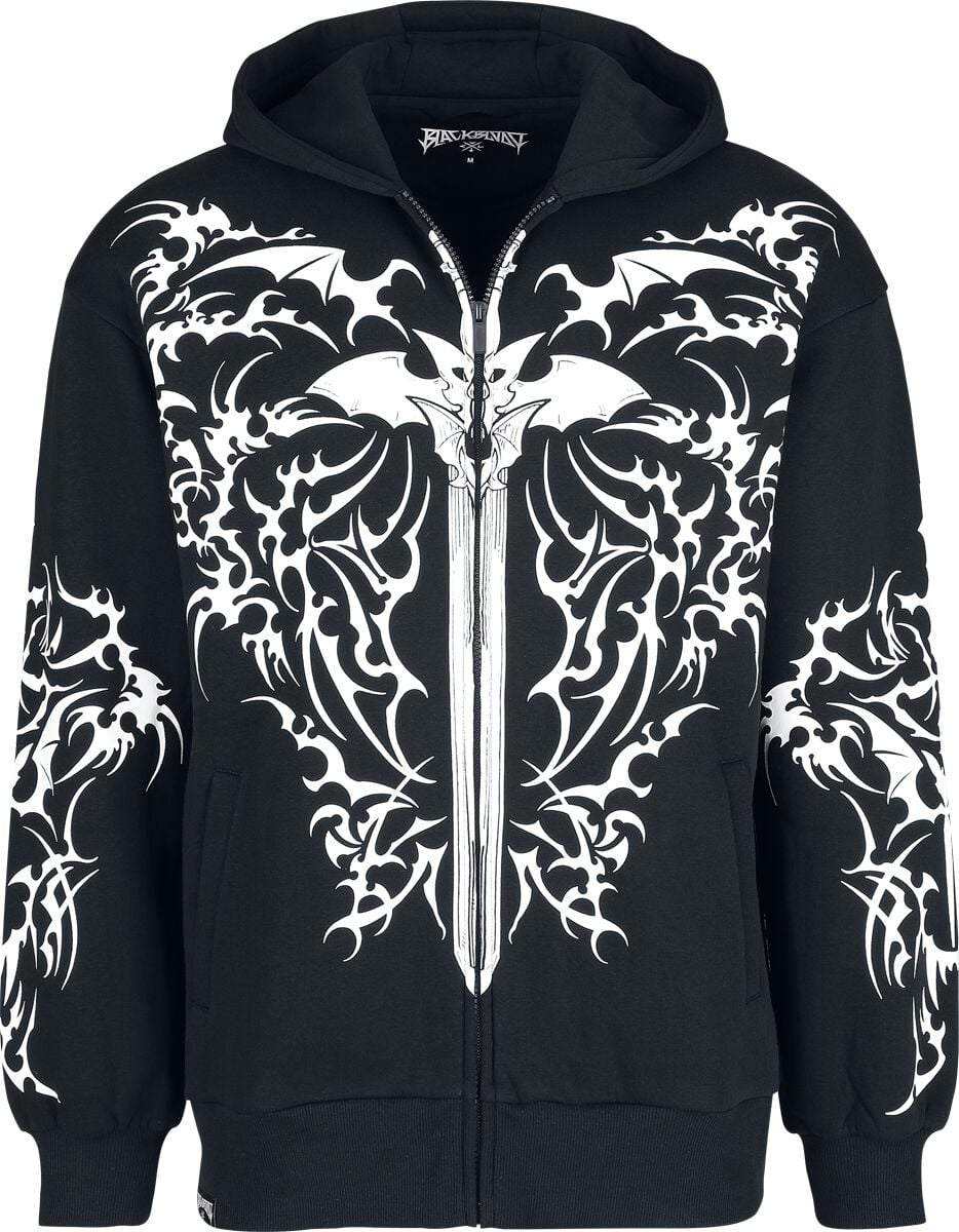 Sweat-shirt zippé à capuche Gothic de Black Blood by Gothicana - Bloodsworn to Tepes - S à XXL - pour Homme - noir - Black Blood by Gothicana