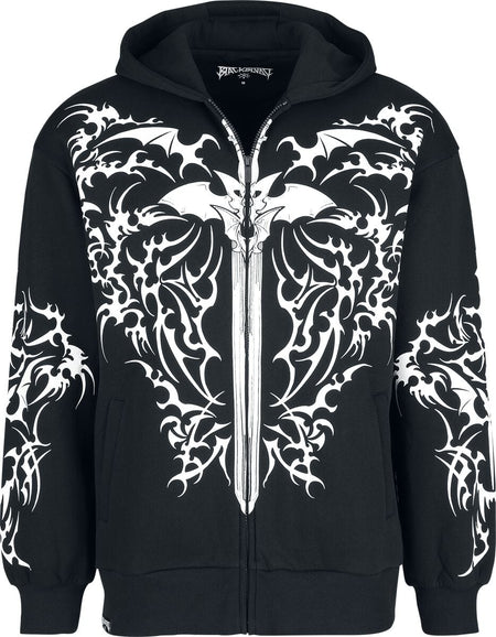 Sweat-shirt zippé à capuche Gothic de Black Blood by Gothicana - Bloodsworn to Tepes - S à XXL - pour Homme - noir - Black Blood by Gothicana