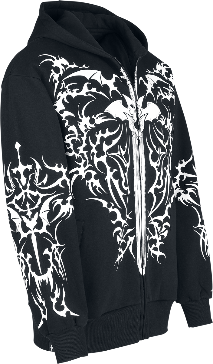 Sweat-shirt zippé à capuche Gothic de Black Blood by Gothicana - Bloodsworn to Tepes - S à XXL - pour Homme - noir - Black Blood by Gothicana - View 2