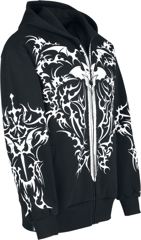 Sweat-shirt zippé à capuche Gothic de Black Blood by Gothicana - Bloodsworn to Tepes - S à XXL - pour Homme - noir - Black Blood by Gothicana - View 2