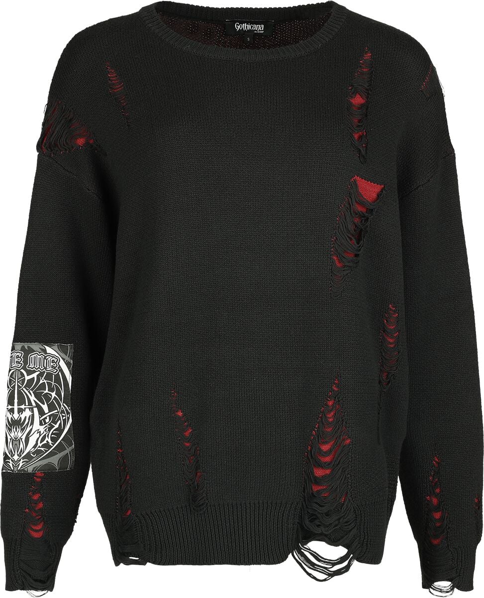 Pull tricoté Gothic de Gothicana by EMP - Eternal Allure - S à XXL - pour Femme - noir/rouge - Gothicana by EMP