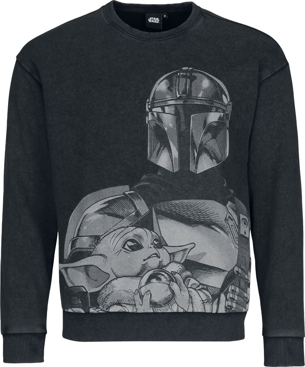 Sweat-shirt Disney de Star Wars - The Mandalorian - Mando - Grogu - S à XXL - pour Homme - noir - Star Wars
