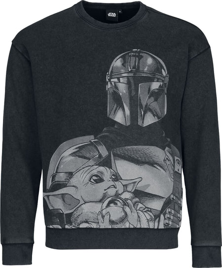 Sweat-shirt Disney de Star Wars - The Mandalorian - Mando - Grogu - S à XXL - pour Homme - noir - Star Wars