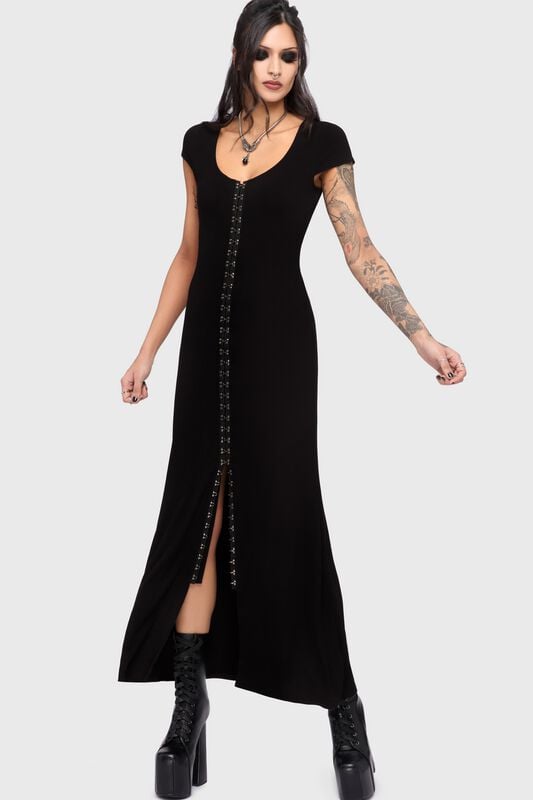 Robe longue Gothic de Killstar - Chapel Blessing - Hook & Eye Maxi Dress - XS à S - pour Femme - noir - Killstar