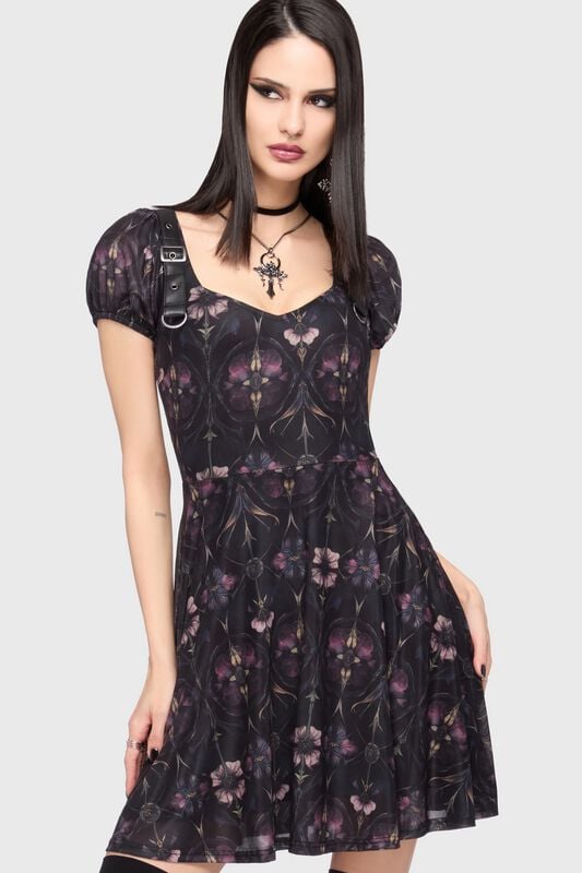 Robe courte Gothic de Killstar - Chapel Blessing - Garden Altar Mini Dress - S à 4XL - pour Femme - noir - Killstar