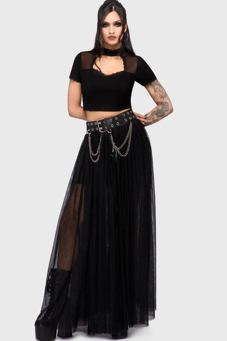 T-Shirt Manches courtes Gothic de Killstar - Chapel Blessing - Lace Trim Top - XS à XXL - pour Femme - noir - Killstar