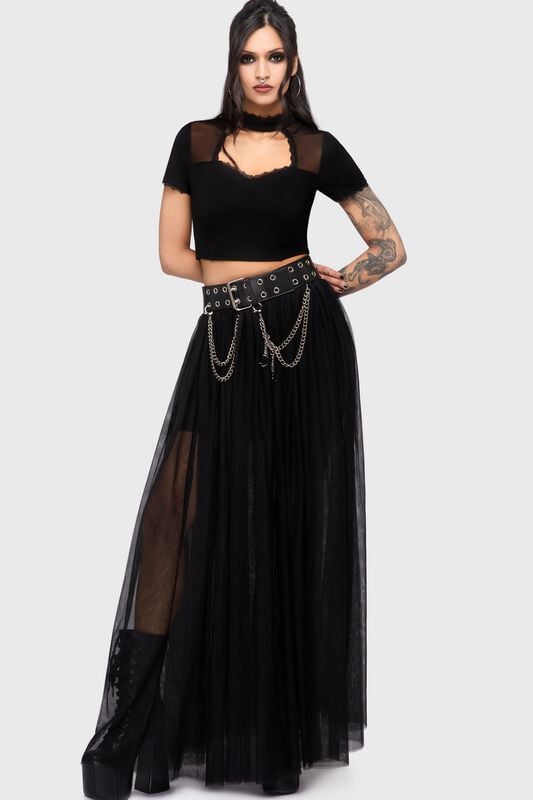 T-Shirt Manches courtes Gothic de Killstar - Chapel Blessing - Lace Trim Top - XS à XXL - pour Femme - noir - Killstar