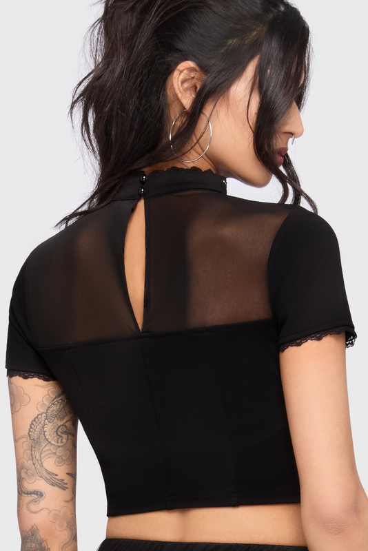 T-Shirt Manches courtes Gothic de Killstar - Chapel Blessing - Lace Trim Top - XS à XXL - pour Femme - noir - Killstar - View 2