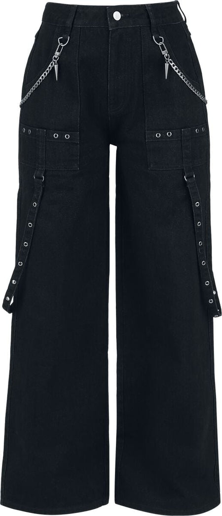 Pantalon en toile Gothic de Gothicana by EMP - Eternal Allure - W26L30 à W32L32 - pour Femme - noir - Gothicana by EMP