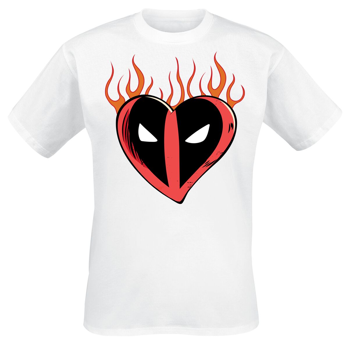 T-Shirt Manches courtes Disney de Deadpool - Flaming Heart Logo - S à XXL - pour Unisexe - blanc - Deadpool