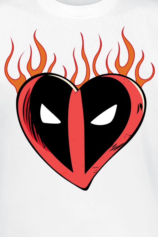 T-Shirt Manches courtes Disney de Deadpool - Flaming Heart Logo - S à XXL - pour Unisexe - blanc - Deadpool - View 2