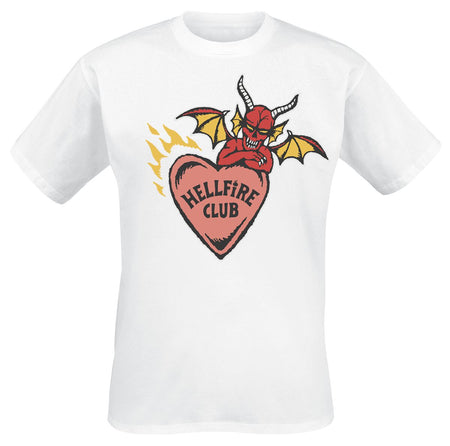 T-Shirt Manches courtes  de Stranger Things - Hellfire Club - Cœur - S à XXL - pour Unisexe - blanc - Stranger Things