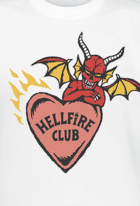 T-Shirt Manches courtes  de Stranger Things - Hellfire Club - Cœur - S à XXL - pour Unisexe - blanc - Stranger Things - View 2
