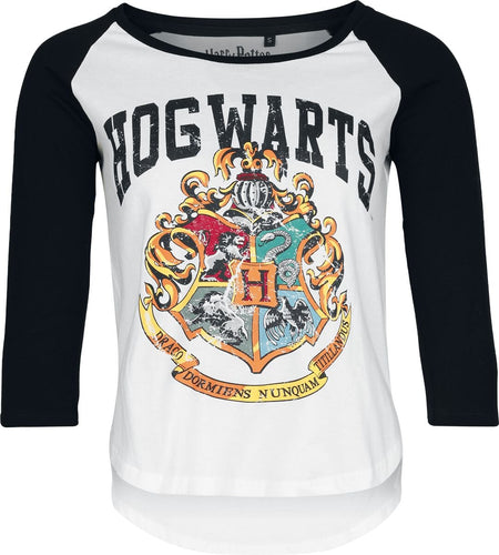 T-shirt manches longues  de Harry Potter - Poudlard - Style Grunge - S à XXL - pour Femme - blanc/noir - Harry Potter