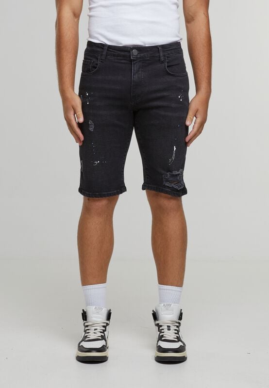 Short  de 2Y Premium - LEONARDO RIPPED SLIM FIT SHORTS-BLACK - 30 à 38 - pour Homme - noir - 2Y Premium