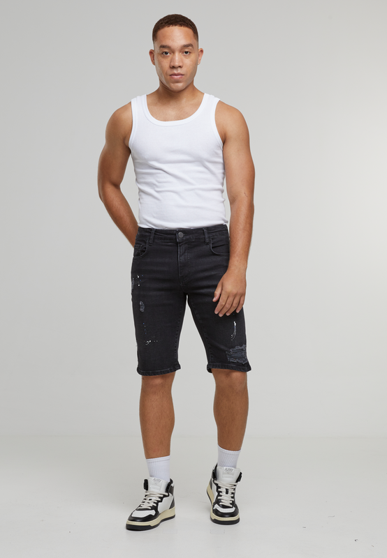Short  de 2Y Premium - LEONARDO RIPPED SLIM FIT SHORTS-BLACK - 30 à 38 - pour Homme - noir - 2Y Premium - View 2