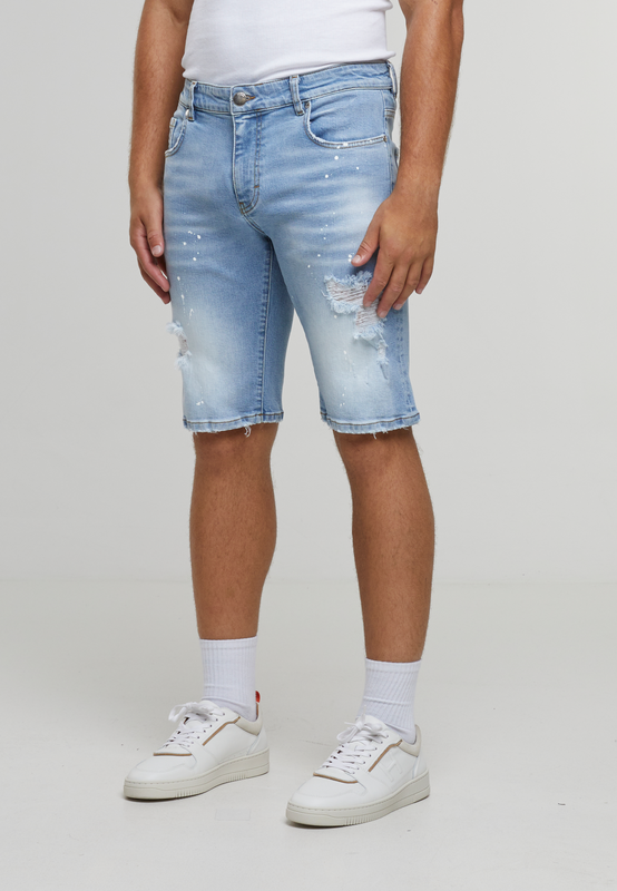 Short  de 2Y Premium - VICTOR RIPPED SLIM FIT SHORTS-LIGHT BLUE - 30 à 38 - pour Homme - bleu clair - 2Y Premium - View 2