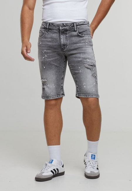 Short  de 2Y Premium - VICTOR RIPPED SLIM FIT SHORTS-WASHED GREY - 29 à 36 - pour Homme - gris - 2Y Premium
