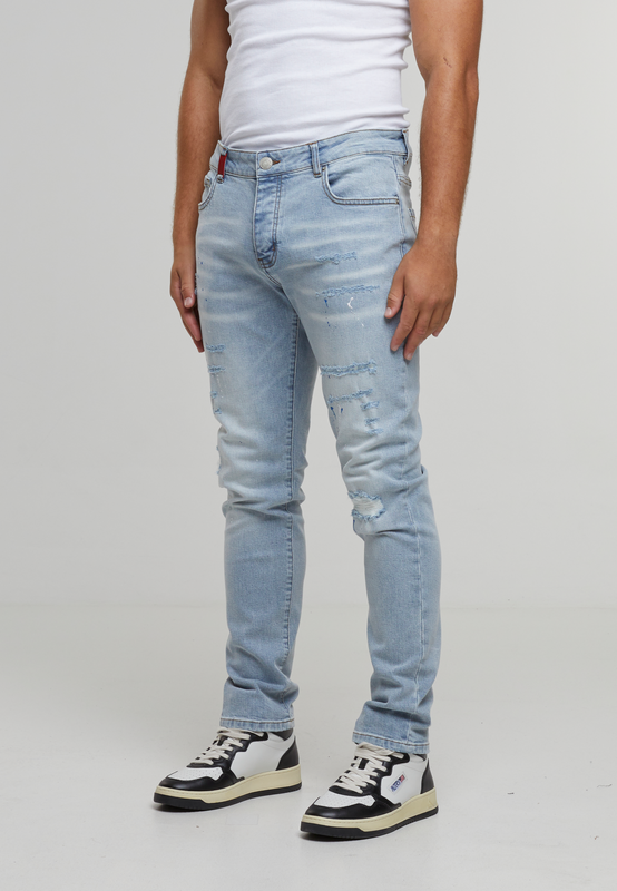 Jean  de 2Y Premium - LEONARDO RIPPED SLIM FIT JEANS - 32 à 38 - pour Homme - bleu clair - 2Y Premium - View 2
