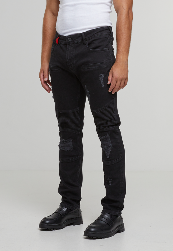 Jean  de 2Y Premium - OSCAR RIPPED SLIM FIT JEANS - 30 à 34 - pour Homme - noir - 2Y Premium - View 2