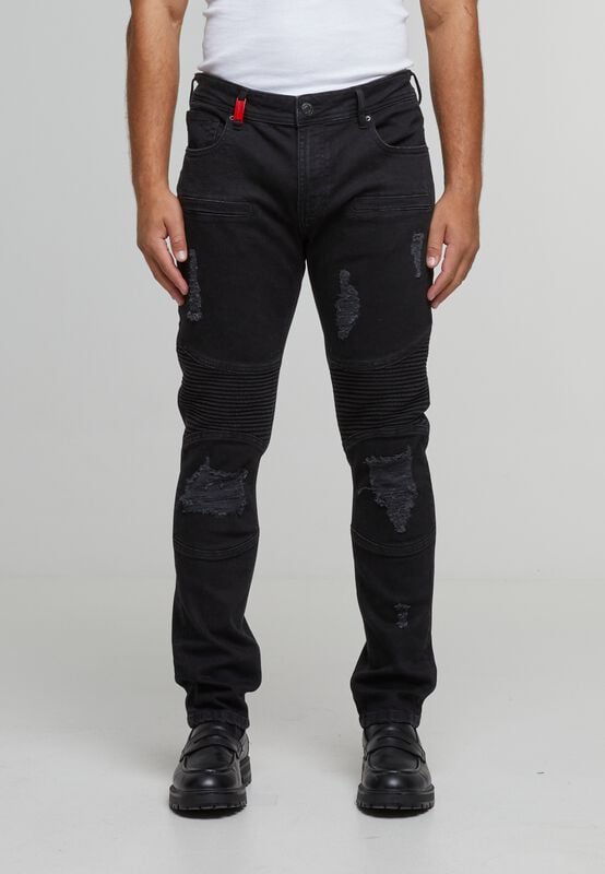Jean  de 2Y Premium - OSCAR RIPPED SLIM FIT JEANS - 30 à 34 - pour Homme - noir - 2Y Premium