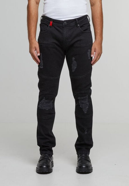 Jean  de 2Y Premium - OSCAR RIPPED SLIM FIT JEANS - 30 à 34 - pour Homme - noir - 2Y Premium